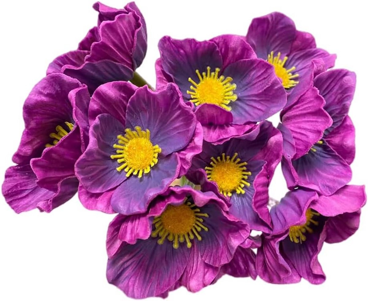 10 stuks Kunstbloemen Papaver & Anemoon - Zijdeachtige Faux Wilde Bloemen voor Bruiloft Decoratie en Tafelstukken