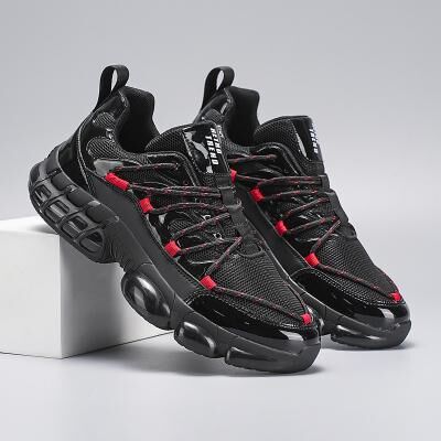 LightInthebox Men's Athletic Black Running Sneakers – High-Performance Sport Shoes for Running, Gym, and Outdoor Activities, Lightweight with Cushioned Sole for Comfort and Stability