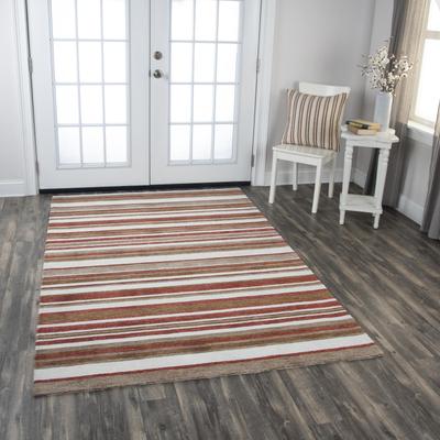 NAVATEXTURA Bermuda Rust, Ivory, and Beige Hand-tufted Stripe Rug