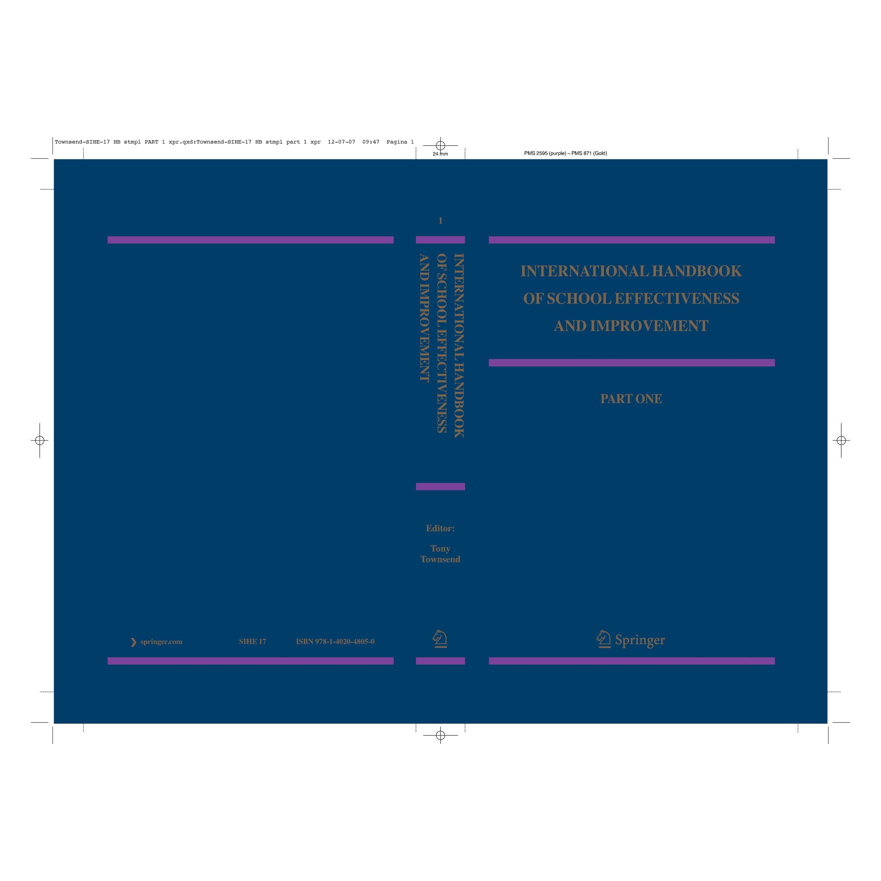 Springer International Handbook of School Effectiveness and Improvement (Englisch, Hardcover, Tony Townsend) (9781402048050)