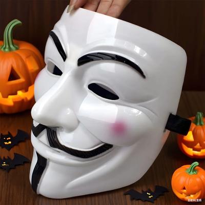 Inspire Select Guy Fawkes V Mask Anonymous Hacker Style Halloween Costume Mask For Cosplay, Parties, Horror & Christmas Gifts white