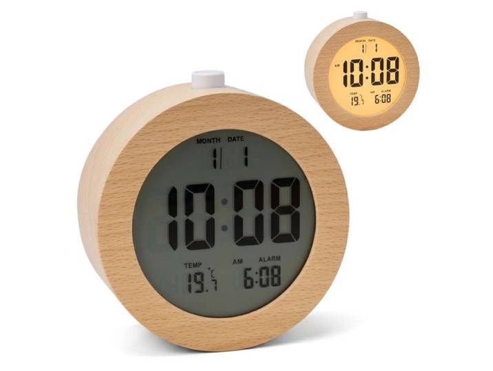 Relaxdays Digitaler Wecker aus Holz