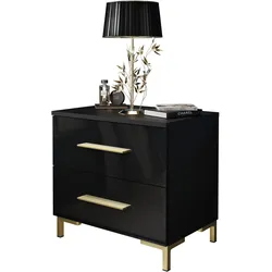 NACHTTISCH LINA GOLD mit Beinen, Hochglanz