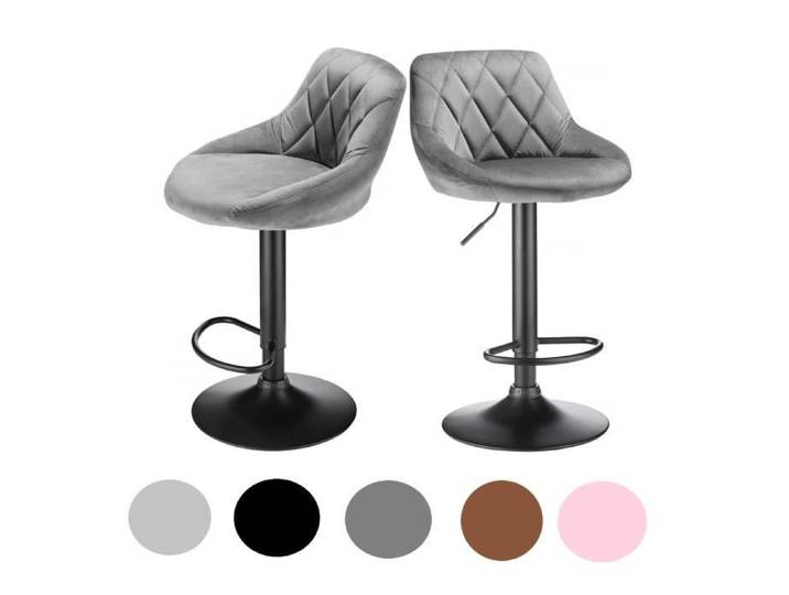 Tabouret de bar - CIFUNZERO - en velours - lot de 2 - gris clairs