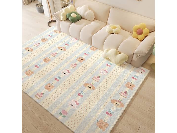 VIKAMA tapis à bords salon dessin animé fille canapé chambre sans soins confortable antidérapant imperméable tapis de chevet décoration de la maison