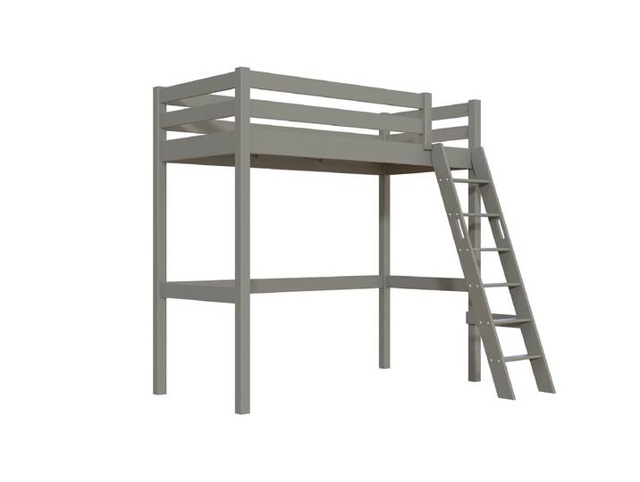 Lit mezzanine 1 place bois Sylvia 90x200 échelle inclinée 90x200 Gris