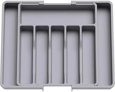 Uplifted Finds LMETJMA Premium Expandable Cooking Utensil Organizer Tray Smart Cutlery & Flatware Drawer Divider Station 1 Pc Grey