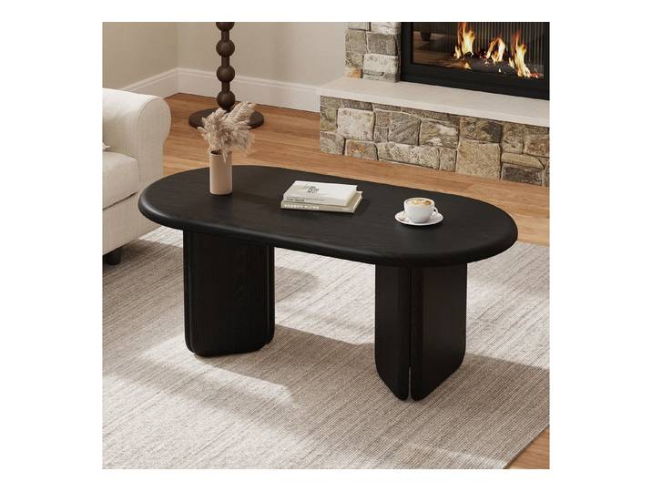 Celya Couchtisch ovaler Wohnzimmertisch 99×50×40 cm aus MDF (mit massiv wirkenden Beinen, bis 40 kg belastbar)