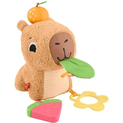 Fisher-Price sensorisches Babyspielzeug Kuschel-Capybara Plüschtier mit Beißring und Rassel für Neugeborene