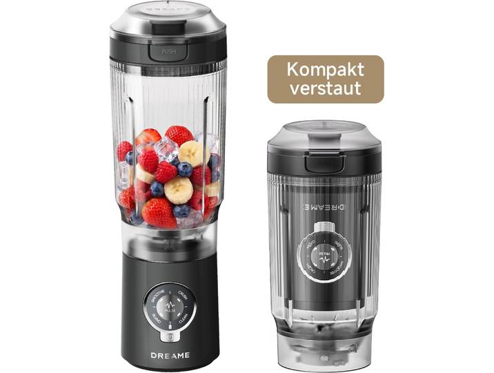 DREAME Akku-Smoothie-Maker PortFresh Portable Blender , schwarz, B:10cm H:31cm T:11,2cm, Zerkleinerer, USB-C, Akku, kompakt, mobil, Akku-Smoothie-Maker