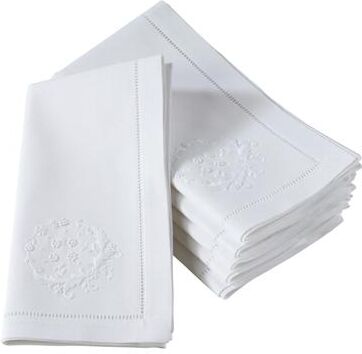 Saro Lifestyle Embroidered Small Flowers Hemstitched Cotton Napkin (Set of 6)