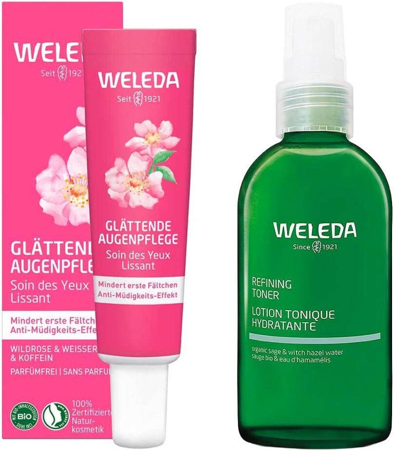 Weleda Glättende Augenpflege Wildrose & Refining Hydra Toner 1Set