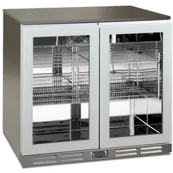 Untertheken-Kühlschrank Edelstahl, 2 Glastüren, automatische Abtauung, LED-Licht, Temperatur -2/+10°C, Maße LxBxH 90x52,6x83,5 cm, COLDBAR200INOX