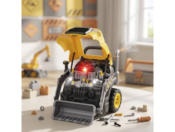 AIYAPLAY Camion Jouet Mécano Jaune Sonore Lumineux 3-6 Ans