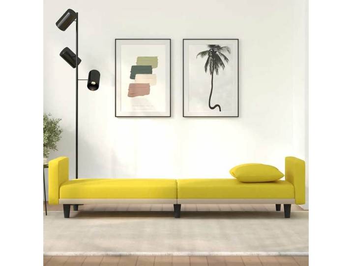 （Jaune）Siège de Salon - Canapé-lit avec coussins jaune clair tissu - Sofa-canapé hfs56523