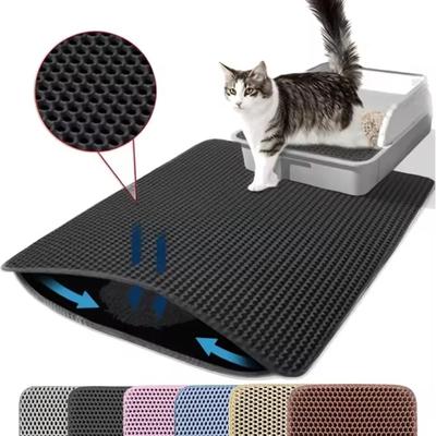 Inspired Finds Waterproof Double Layer Cat Litter Mat For Easy Clean Up & Floor Protection black 11.81x11.81in