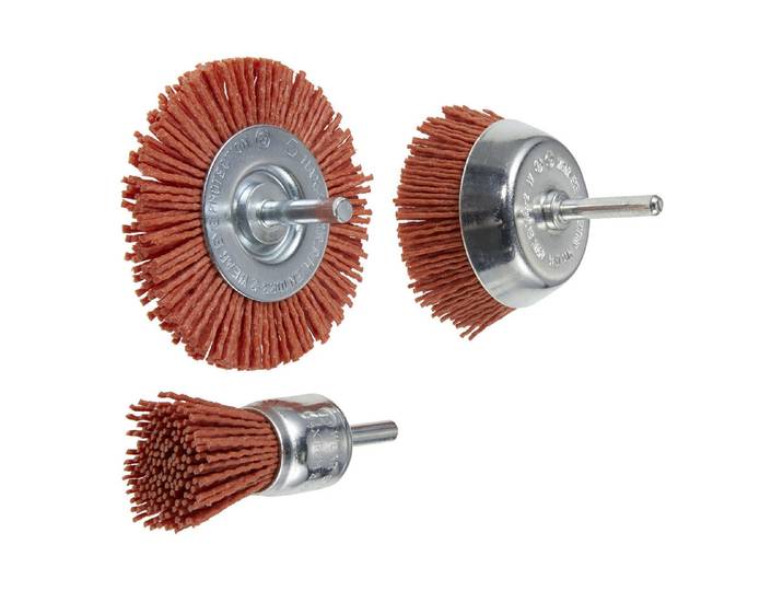 Wolfcraft Nylondraht-Bürsten-Set ⌀ 6 mm 3 Stück