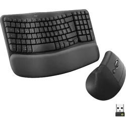 LOGITECH Wave Keys und Lift Combo, Maus Tastatur, kabellos, Graphite