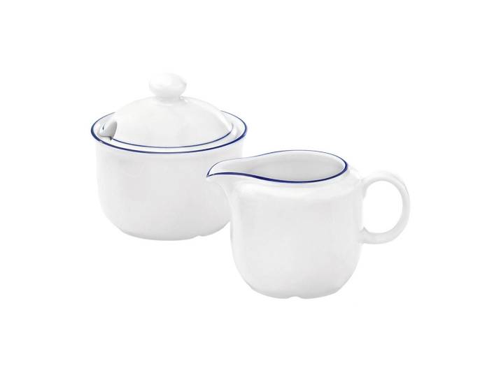Seltmann Weiden Milch- & Zucker-Set Compact Blaurand weiß-blau, Weiß, Blau, Keramik, Rund, 2 cm, Küchenzubehör, Vorratsbehälter, Zuckerdosen