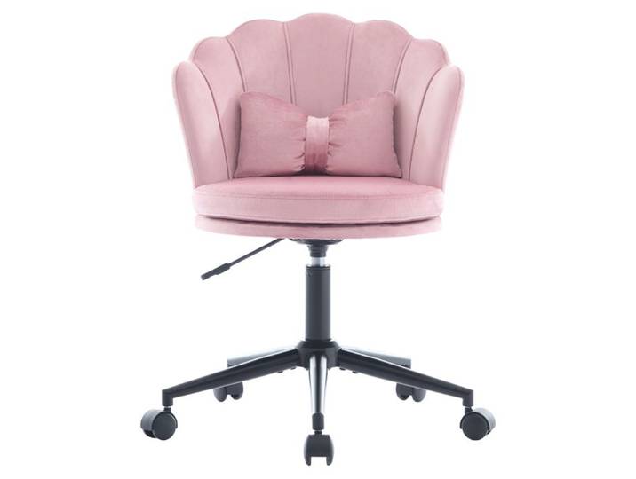 LPOSPI Chaise de Bureau Pivotante Hauteur Réglable - LPOSPI - Dossier Pétale Coussin Lombaire Velours Rose
