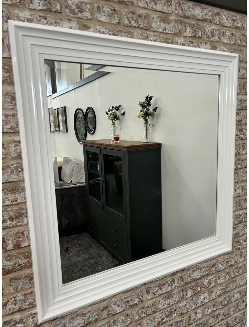 17 Stories Riker Plastic Leaning and Wall Mirror White 850cm x 650cm