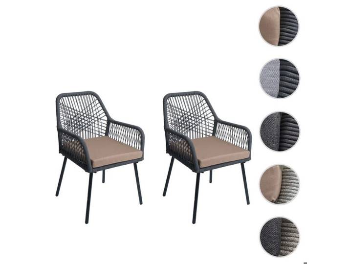 MCW Lot de 2 chaises de jardin MCW-O12 aluminium corde tressée anthracite housse taupe