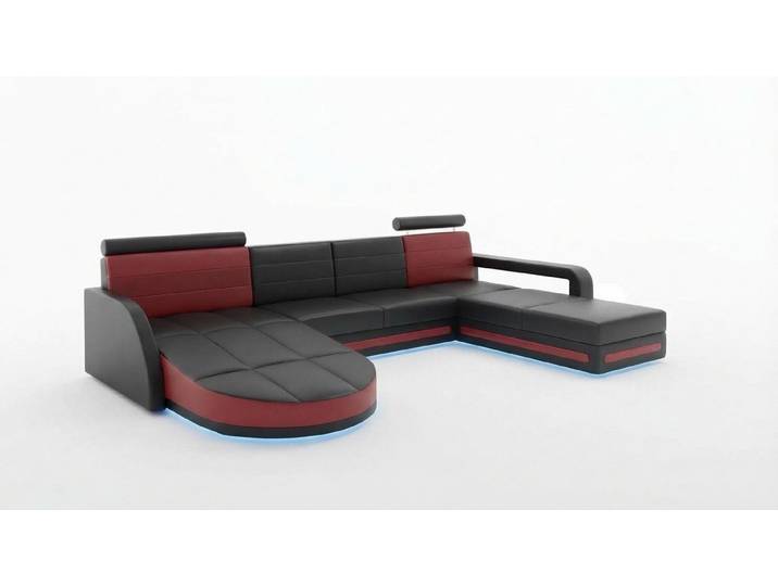 JVmoebel Wohnlandschaft Schwarze Eckcouch mit LED-Funktion und USB-Anschlüssen, Made in Europa