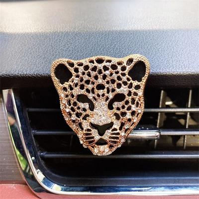 Uplifted Goods Diamond Leopard Car Vent Clip Aromatherapy Diffuser Air Freshener gold 1pc