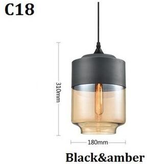 On Spot Shop Nordic Pendant Lamp, Modern Glass Hanging LED Light Fixture For Restaurant, Living Room, Bedroom, Indoor Decoration c Black Amber