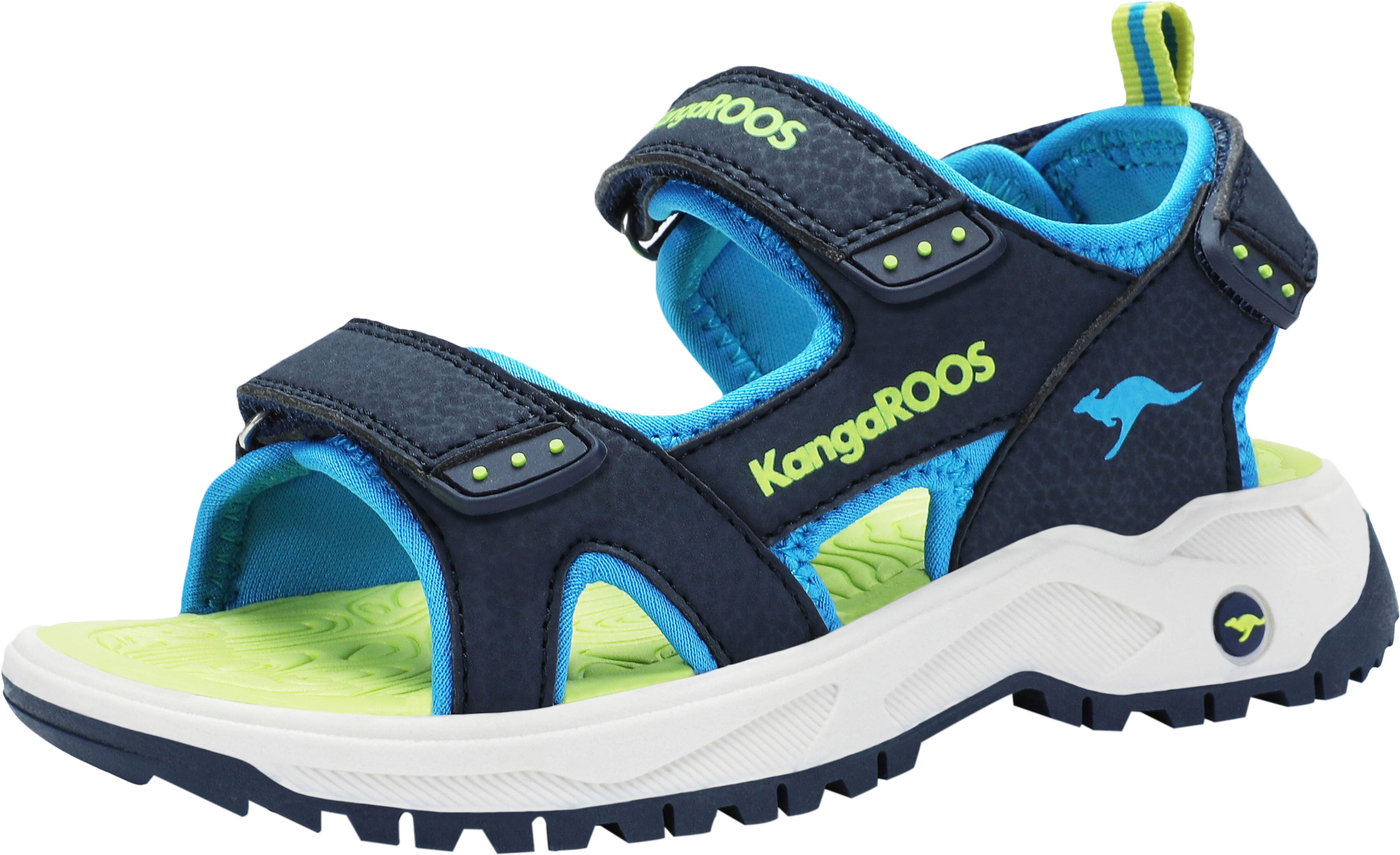 Sandale KANGAROOS "K-AS Ture", Mädchen, Gr. 29, bunt (dk navy, lime), Synthetik, Schuhe Sandale, mit Klettverschluss