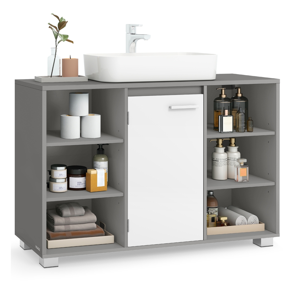 VASAGLE Waschbeckenunterschrank mit verstellbaren Ablagen BBK507G01