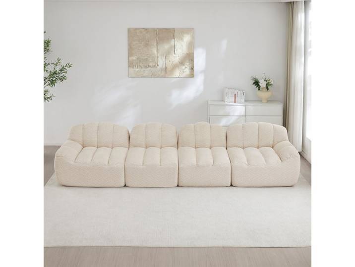 BBWL Sofa 4-Sitzer Modulares Boneless Sofa Muschelform mit 32D Hochdichtschaum, tiefe Sitze, weicher, ergonomisches Sofa, flexibel & komfortabel