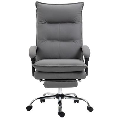 OKWISH Bürostuhl Chefsessel 74x66x122 cm mit Massage und Heizfunktion Fußstütze 155 Grad Neigung höhenverstellbar ergonomisch Grau