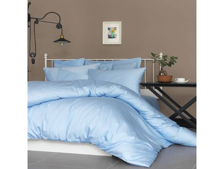 Premium Satin Bettwäsche Set Hellblau - 135x200 - Hellblau - Baumwoll - Satin - Luxusbetten24