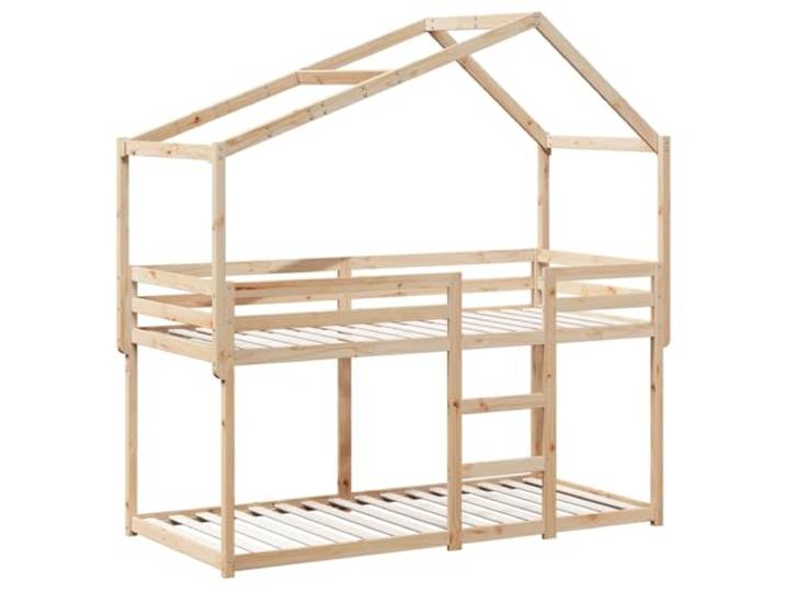 KTHLBRH Etagenbett mit Dach 90 x 190 cm Kiefernholz Sicheres Design mit Spinnen, Latten aus Sperrholz, seitlicher Eingang, für begrenzten Raum