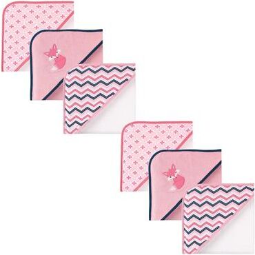 Luvable Friends Infant Girl Cotton Terry Hooded Towels, Foxy 6-Piece, One Size - Foxy 6-Piece - One Size