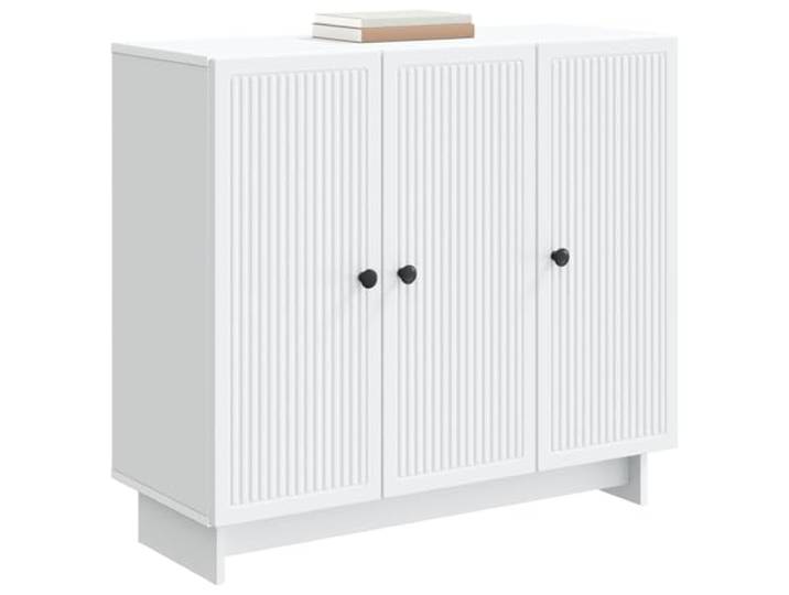 KTHLBRH Sideboard weiß 89 x 34,5 x 80 cm Ingenieurholz Vintage-Design, klassische Knöpfe, für Wohnzimmer und Eingang, Aufbewahrungsschrank
