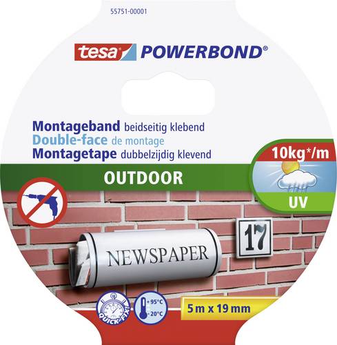 tesa OUTDOOR 55751-00001-03 Montageband tesa Powerbond Schwarz (L x B) 5 m x 19 mm 1 St.