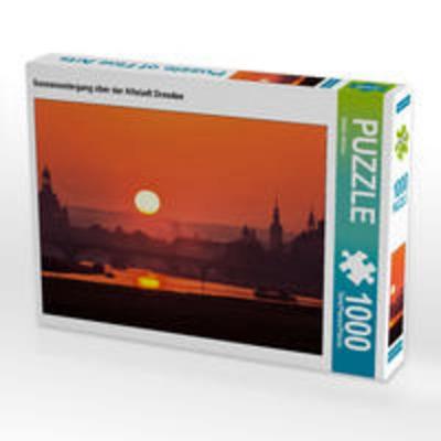 CALVENDO Puzzle Sonnenuntergang über der Altstadt Dresden 1000 Teile Lege-Größe 64 x 48 cm Foto-Puzzle Bild von Stefan Becker