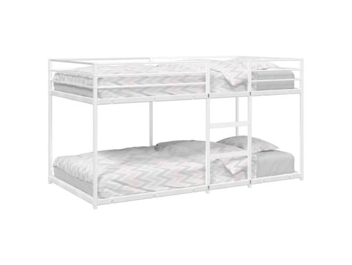 YUOTYRKTEJRSG Stahlkonstruktion platzsparend Doppelbett Weiß 107x203 cm Etagenbett ohne Matratze Weiß 107x203 cm Stahl Metallbettgestell mit Leiter Rausfallschutz Platzsparend für Kinder