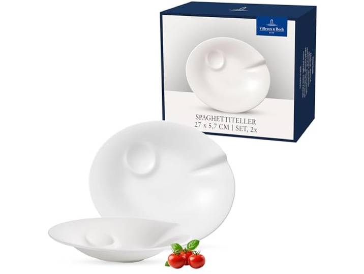 Villeroy & Boch - Pasta Passion Spaghetti-Teller-Set, 2 TLG., 30,5 cm, Premium Porzellan, spülmaschinen-, mikrowellengeeignet, weiß