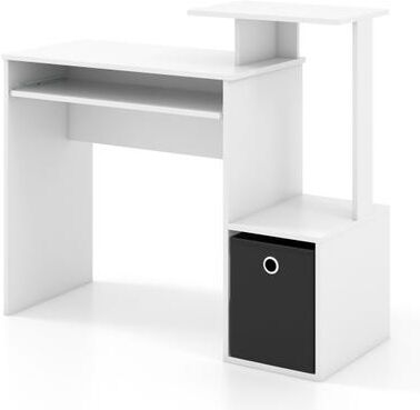 Costway Space-saving Computer Desk with Pull-out Keyboard Tray-White