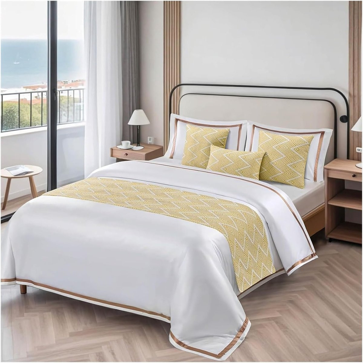 Bedloper Jacquard Bed Sjaal met Dubbelzijdig Patroon - 45 x 240 cm