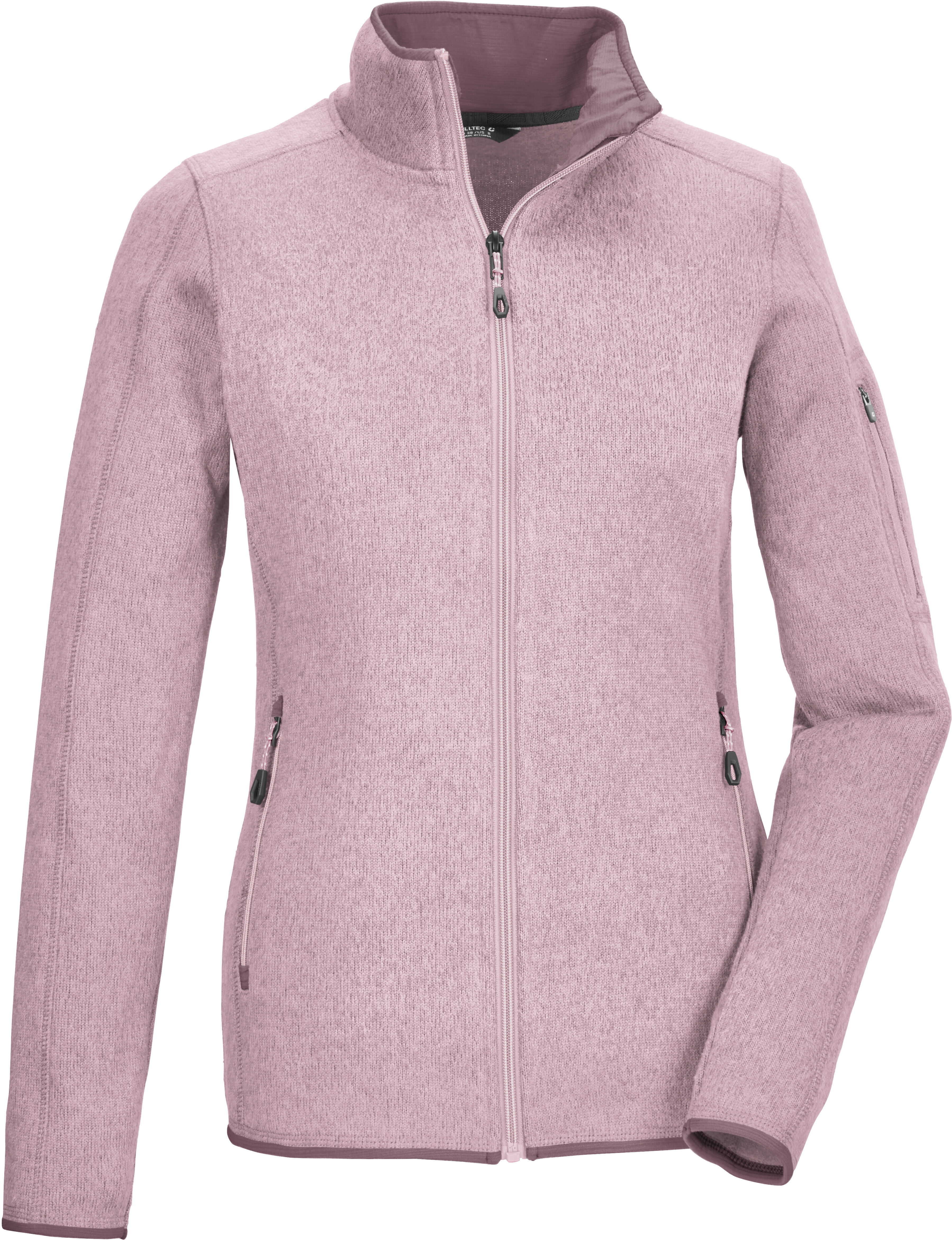Fleecejacke KILLTEC "KOW 111 WMN KNT FLC JCKT", Damen, Gr. 48, lila (orchidee), Oberstoff: 100% Polyester, Jacken Fleecejacke, Strickfleecejacke, Melange-Optik, Stretch, verschliessbare Taschen orchidee 48