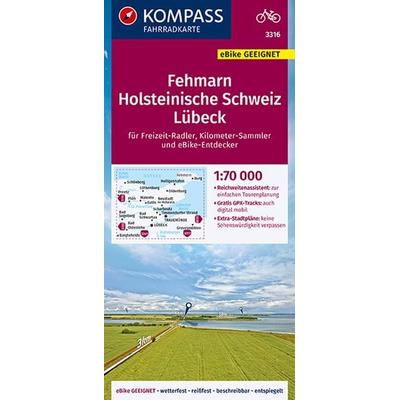 KOMPASS Fahrradkarte 3316 Fehmarn, Holsteinische Schweiz, Lübeck 1:70.000, Sonstige von , KOMPASS Freytag & Berndt, 978-3-99121-349-9