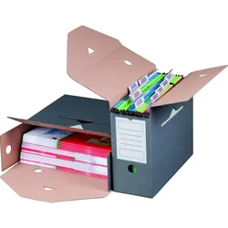 smartboxpro 100 x SBP-ARCHIVBOX FÜR HÄNGEMAPPEN, 330x120x265mm, wiederverschließbar, anthrazit