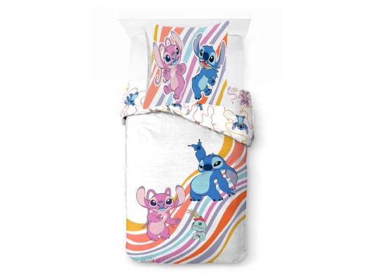 Disney Lilo & Stitch Kinder Bettwäsche-Set 100% Baumwolle für Mädchen, Weiß