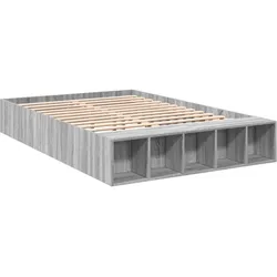 vidaXL Bettgestell Grau Sonoma 135x190 cm Holzwerkstoff
