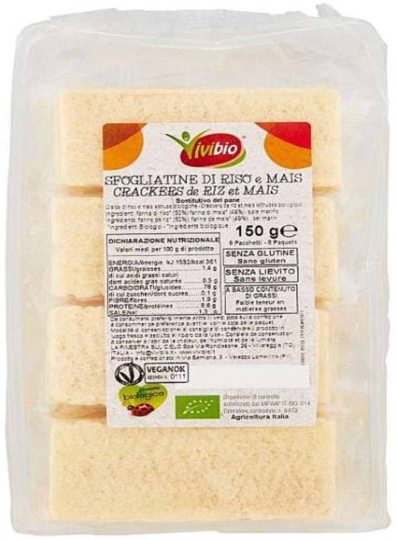 VIVIBIO Sfogliatine Di Riso E Mais 150 Grammi 