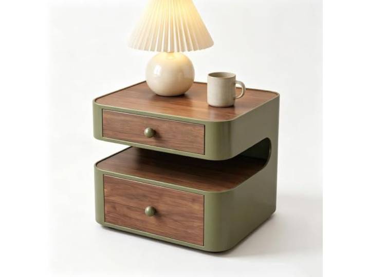 Beistellschrank Kleiner Nachttisch Mit Schublade Offene Ablage Moderne Inneneinrichtung Möbel Für Schlafzimmer, Wohnungen und kleine Räume(Green,40x35x45cm/16x14x18in)